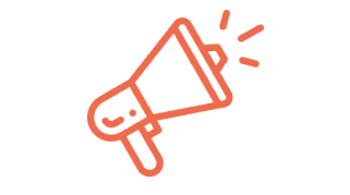Illustration presentant un pictogramme d'un megaphone en orange fonce
